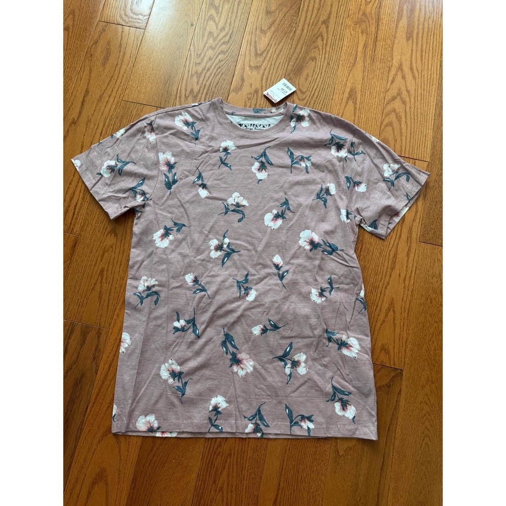Men's Knickerbocker Vintage Design Gray Floral Short Sleeve T-Shirt Size XL NWT